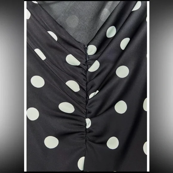 ZARA POLKA DOT SATIN MIDI DRESS - Picture 13 of 15
